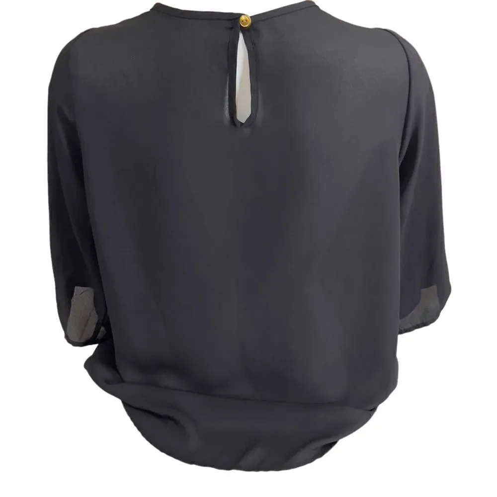 Coco and Main Round Neck Georgette Top Size Medium - Picture 3 of 8